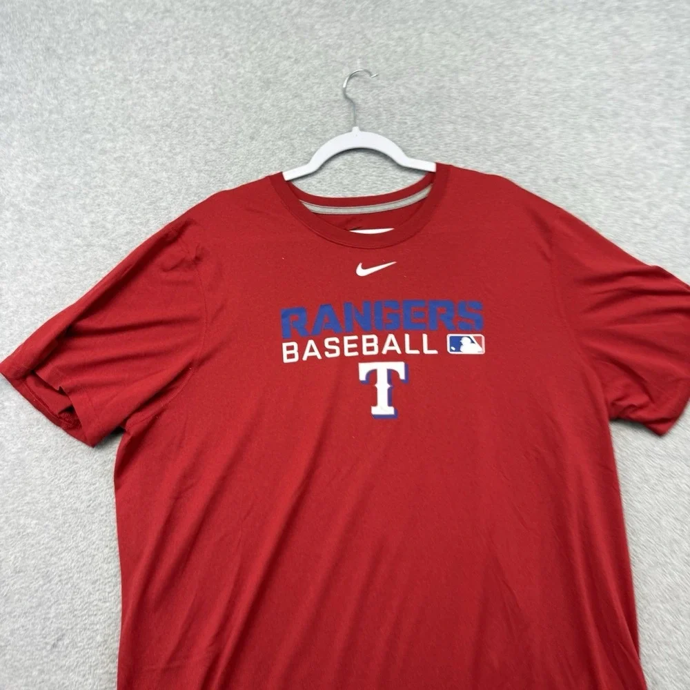 Nike Dri-Fit Men's MLB Texas Rangers Baseball Red T-Shirt Size XL‎ Performance